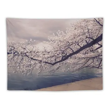 Cseresznyevirág Ág Gobelin Dekoráció Szoba Háttérkép Hálószoba Dekoratív Fali Tapéta Szőnyeg, Fal