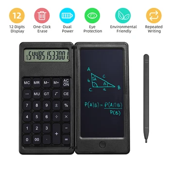Összecsukható Kalkulátor & 6 Inch LCD Írás Tabletta Digitális rajzlap 12 Számjegyű Kijelző hozzáadása Stylus Toll Erase Gombot, Iskolai Használatra