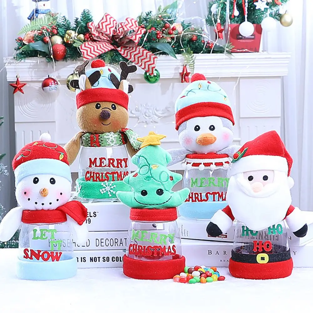 1db Karácsonyi Édesség Üveg Műanyag Karácsonyi Cookie-k Tároló Üveg Mikulás Karácsonyi Díszek Édes Cukorkát Doboz Gyermek, Kölyök Ajándékok - 1