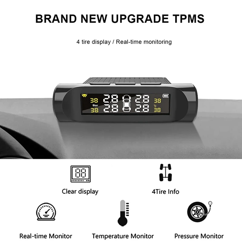 2X Autó TPMS abroncsnyomás-Ellenőrző Systemtyre Nyomás Akkumulátor Digitális LCD Kijelző Automatikus Biztonsági Riasztó Rendszer - 1
