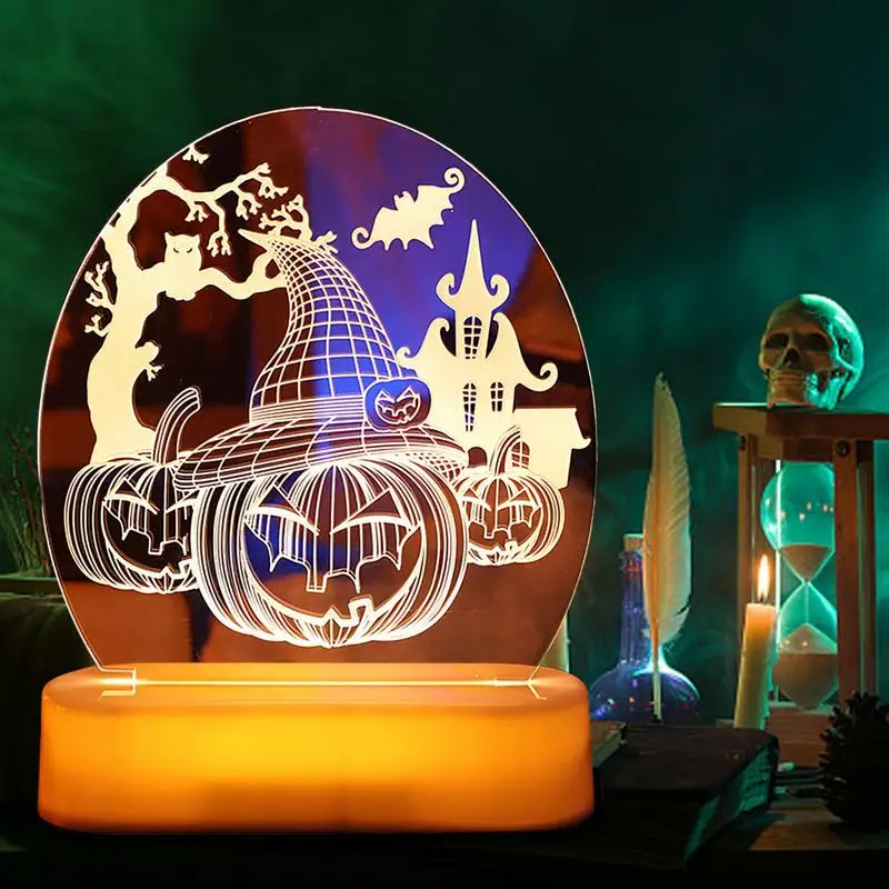 Halloween Globe Fények 3D-s Asztali lámpa Távirányító Újrafelhasználható Boszorkány, Tök Ghost Design Környezeti Lámpa Meleg Fény - 1