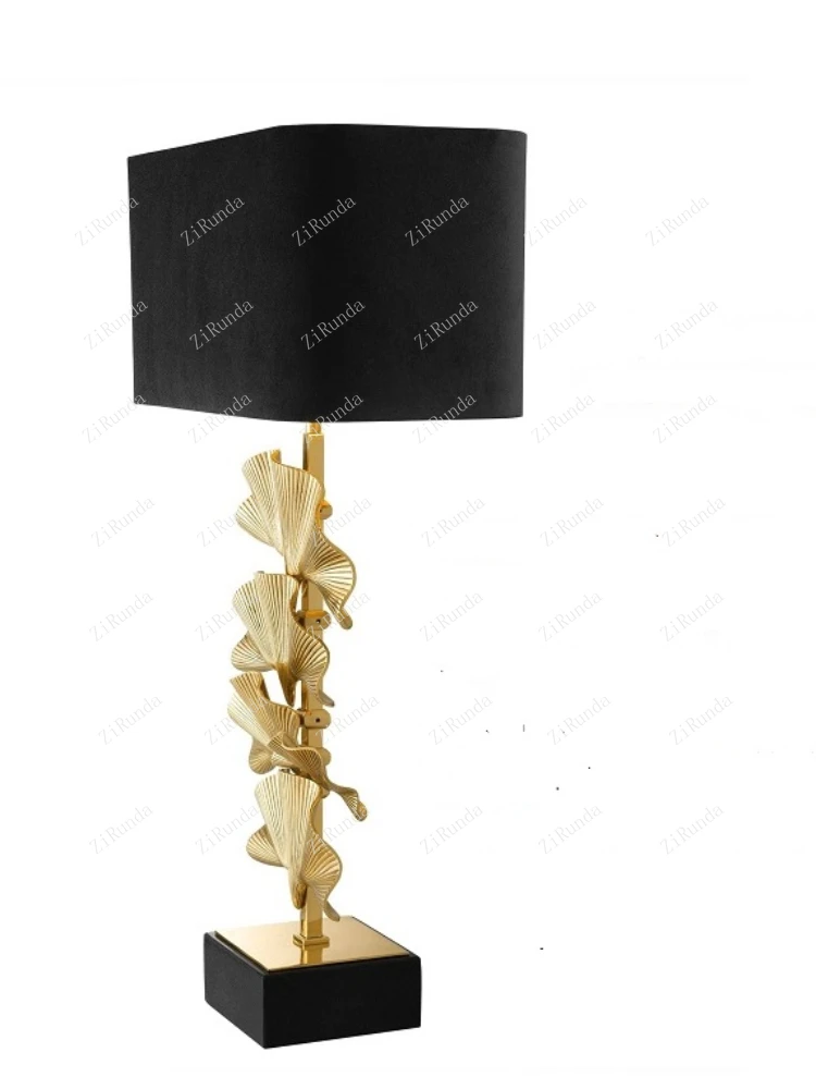 Luxus minden-réz ginkgo levél dekoráció retro asztali lámpa Amerikai modell szoba bútor kiállítás nappali művészeti lámpák - 1