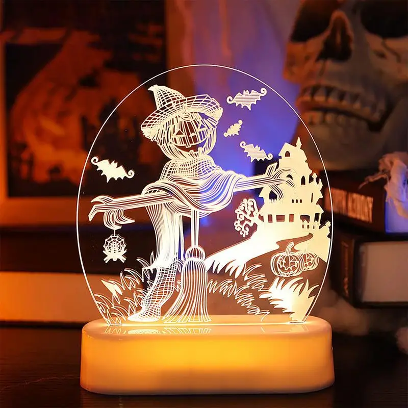 Halloween Globe Fények 3D-s Asztali lámpa Távirányító Újrafelhasználható Boszorkány, Tök Ghost Design Környezeti Lámpa Meleg Fény - 3