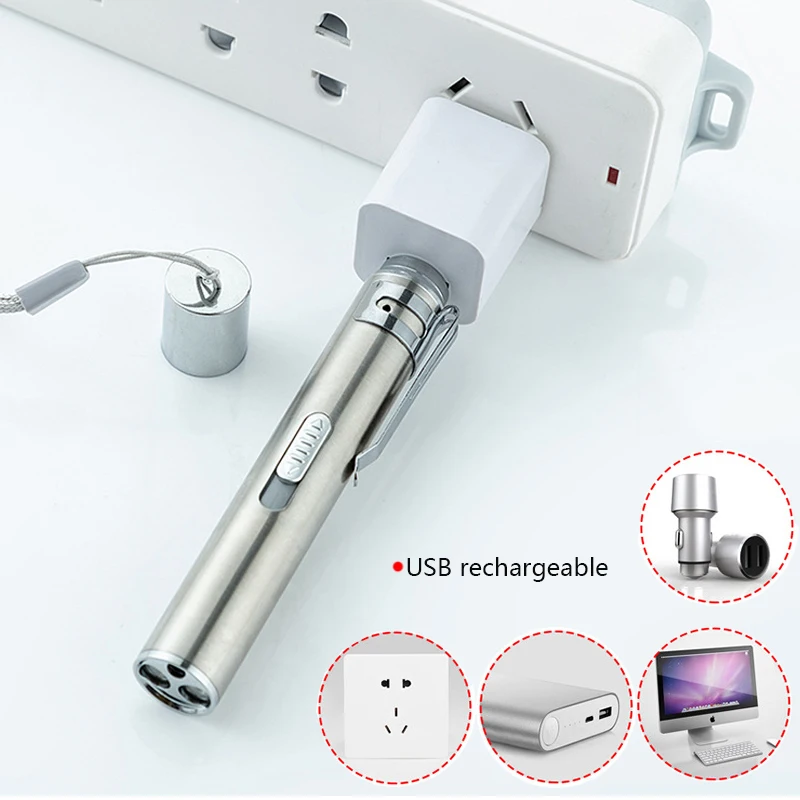 Mini USB Újratölthető 3in1 LED-es Elemlámpa nagy Teljesítményű LED-es Zseblámpa Vízálló kivitel protable Került uv fény bankjegy /fehér fény - 4