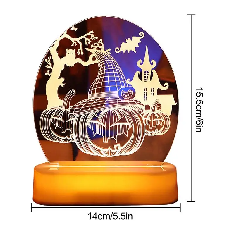 Halloween Globe Fények 3D-s Asztali lámpa Távirányító Újrafelhasználható Boszorkány, Tök Ghost Design Környezeti Lámpa Meleg Fény - 5